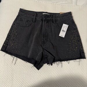 PacSun Black Distressed Jean Shorts Raw Hem